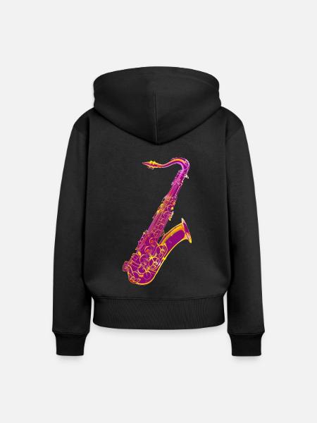 Saxophon - Frauen Premium Bio Zip Hoodie - Schwarz