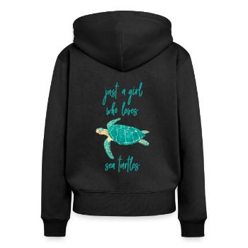 Meer Schildkröte Just a Girl who loves Turtles - Frauen Premium Bio Zip Hoodie - Schwarz - Hinten - Julia (174cm)