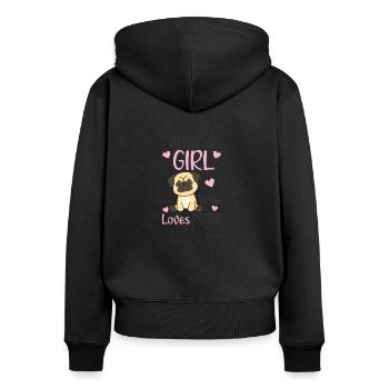 Only One Girl The Pugs Loves Pug - Women's Premium Organic Zip Hoodie - black - Back - Julia (174cm)
