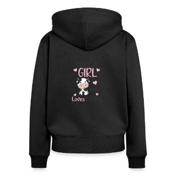 Just a girl who loves cows cute cow animal - Women's Premium Organic Zip Hoodie - black - Back - Julia (174cm)