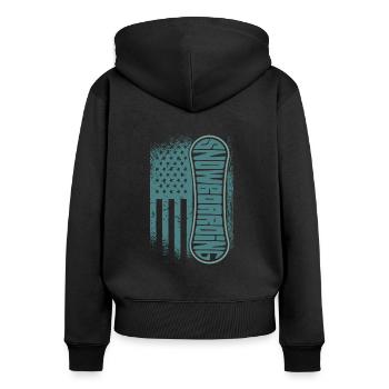 Snowboard Snowboard Vacances Snowboard Snowboarder - Sweat à capuche zippé Premium bio Femme - noir - Dos - Julia (174cm)