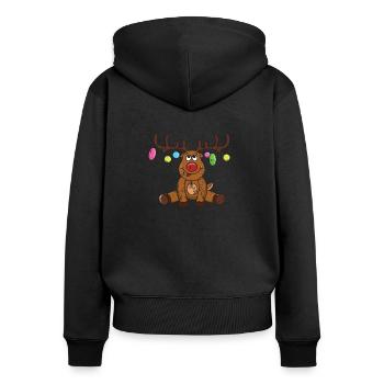 Retro vintage grunge style Christmas - Women's Premium Organic Zip Hoodie - black - Back - Julia (174cm)