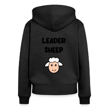 Leader sheep - Sweat à capuche zippé Premium bio Femme - noir - Dos - Julia (174cm)