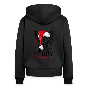 Père Noël chinois chien à crête joyeux Noël chiens - Sweat à capuche zippé Premium bio Femme - noir - Dos - Julia (174cm)