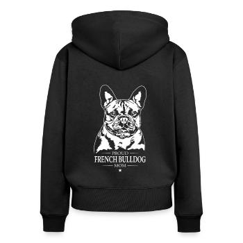 French Bulldog Mom Hunde Hund Frenchie Wilsigns - Frauen Premium Bio Zip Hoodie - Schwarz - Hinten - Julia (174cm)