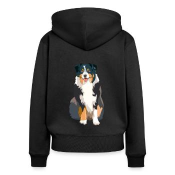 Australischer Schäferhund - Frauen Premium Bio Zip Hoodie - Schwarz - Hinten - Julia (174cm)
