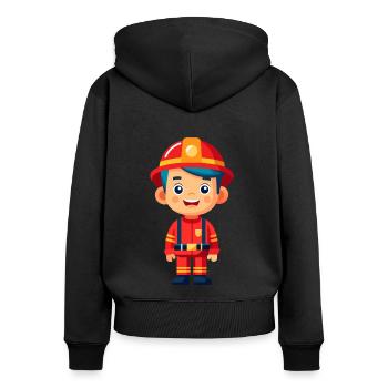 Héros en rouge le pompier - Sweat à capuche zippé Premium bio Femme - noir - Dos - Julia (174cm)