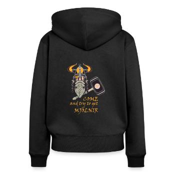 Essayez d’obtenir Mjölnir - Sweat à capuche zippé Premium bio Femme - noir - Dos - Julia (174cm)