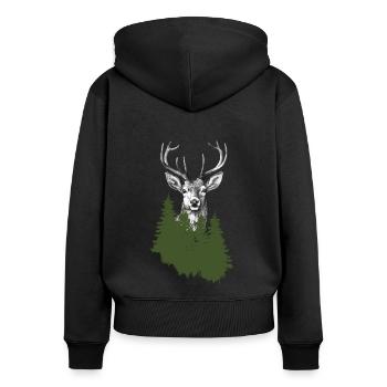 Jäger Bergsteiger Wanderer Hirsch - Frauen Premium Bio Zip Hoodie - Schwarz - Hinten - Julia (174cm)