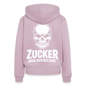 Zucker Schädel Snack Design - Frauen Premium Bio Zip Hoodie - Altrosa - Hinten - Julia (174cm)