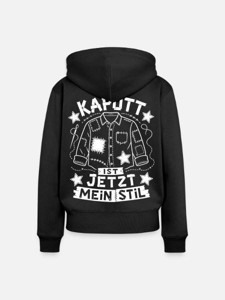 Stolzer Flicken statt Wegwerfen - Frauen Premium Bio Zip Hoodie - Schwarz
