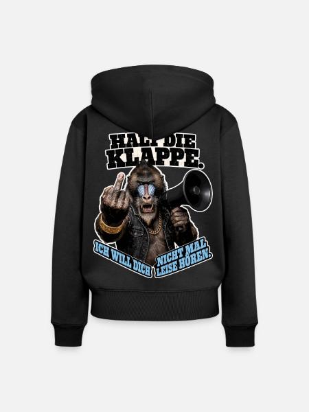 Ich will dich nicht hören - Frauen Premium Bio Zip Hoodie - Schwarz