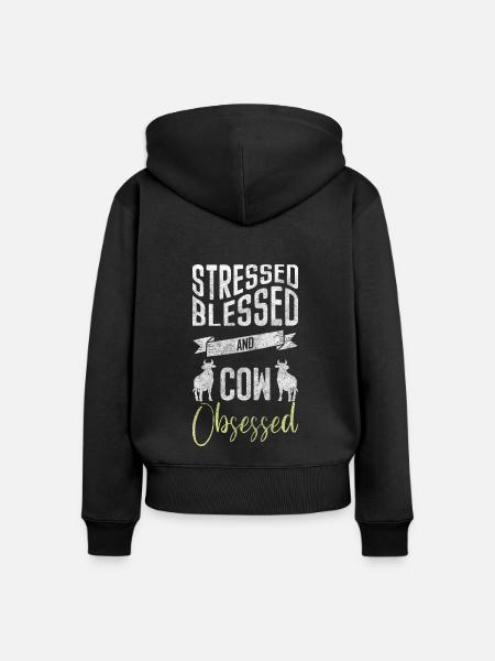 Rind Bauer Süß Wirtschaft - Frauen Premium Bio Zip Hoodie - Schwarz