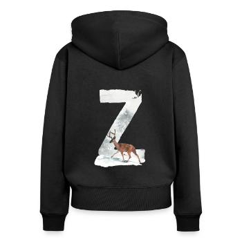 Z – caractère décoratif – hiver - Sweat à capuche zippé Premium bio Femme - noir - Dos - Julia (174cm)