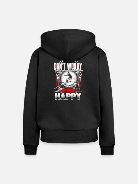Ski happy - Frauen Premium Bio Zip Hoodie - Schwarz