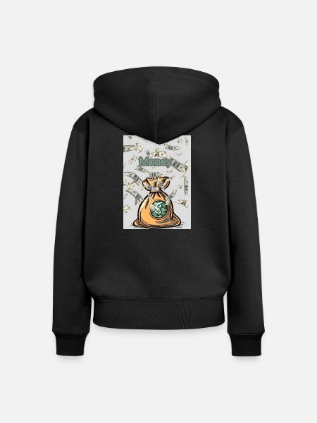 Money voller Geldsack - Frauen Premium Bio Zip Hoodie - Schwarz