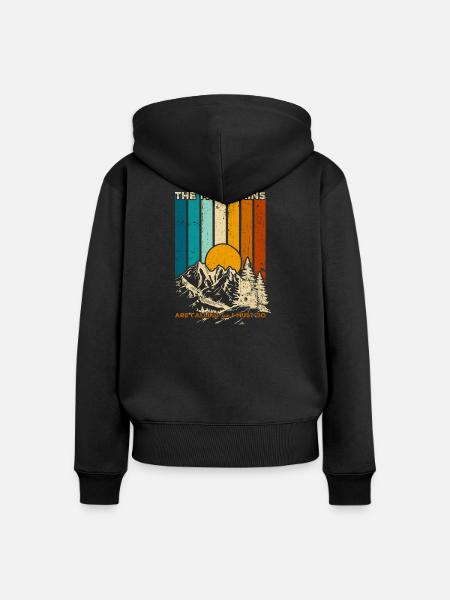 Berge, die Retro Sunset rufen - Frauen Premium Bio Zip Hoodie - Schwarz