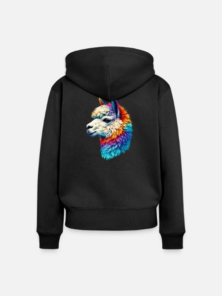 Alpaka - Frauen Premium Bio Zip Hoodie - Schwarz
