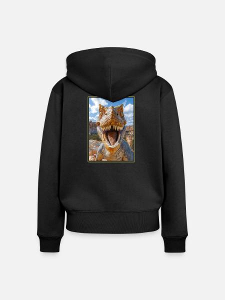 Dino Saurier Dinosaurier - Frauen Premium Bio Zip Hoodie - Schwarz