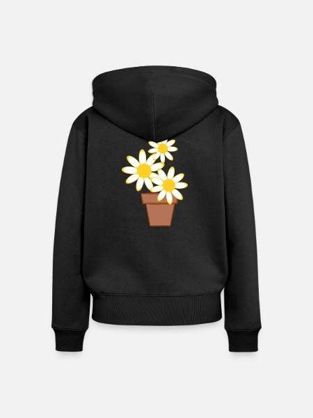 Gänseblümchen - Frauen Premium Bio Zip Hoodie - Schwarz
