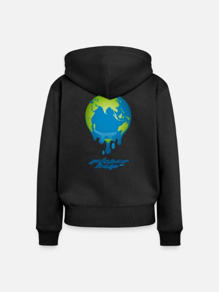Melting Globe - Frauen Premium Bio Zip Hoodie - Schwarz