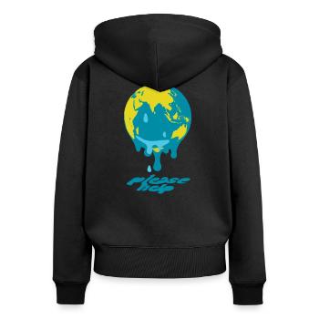 Global Warming Globe - Women's Premium Organic Zip Hoodie - black - Back - Julia (174cm)