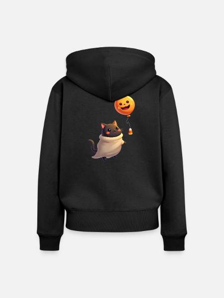 Halloween Cat with Halloween Pumpkin - Frauen Premium Bio Zip Hoodie - Schwarz