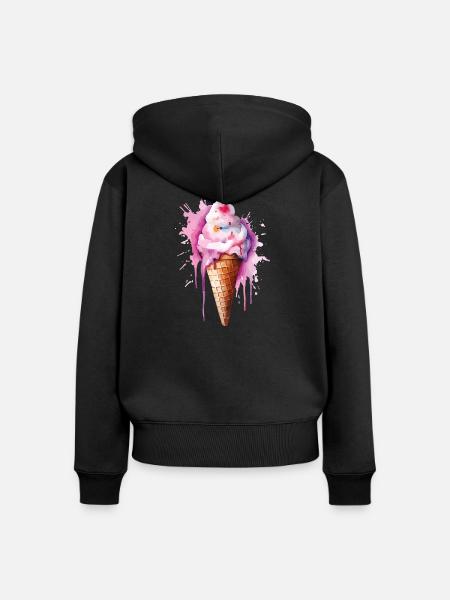 Wasserfarbe Eiscreme Tropfen - Frauen Premium Bio Zip Hoodie - Schwarz