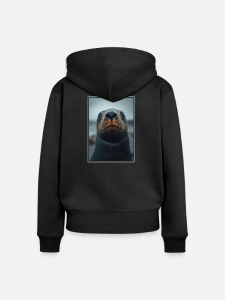 Seelöwen Seelöwe - Frauen Premium Bio Zip Hoodie - Schwarz