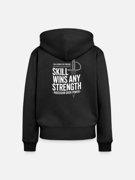 Fechtpräzision: Fähigkeit formt Stärke - Frauen Premium Bio Zip Hoodie - Schwarz