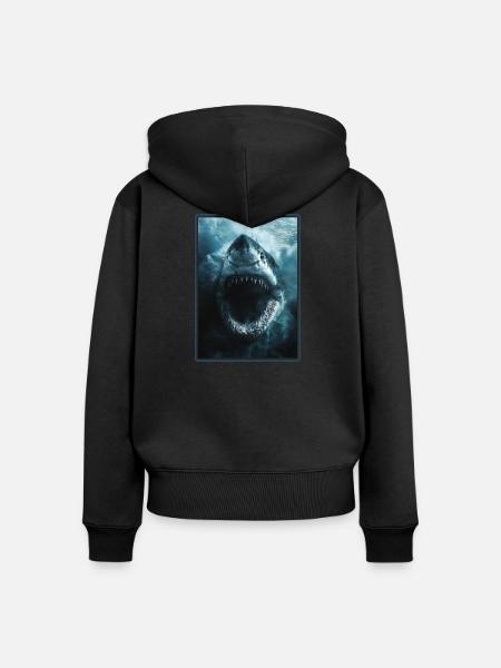 Haie Hai - Frauen Premium Bio Zip Hoodie - Schwarz
