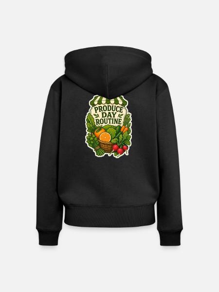 PRODUCE DAY ROUTINE - Frauen Premium Bio Zip Hoodie - Schwarz