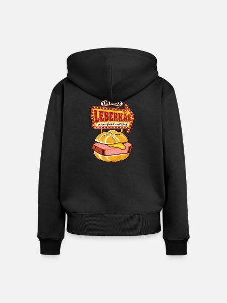 Leberkäs Imbiss Retro - Frauen Premium Bio Zip Hoodie - Schwarz