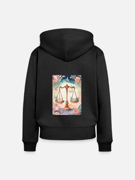 Sternzeichen Waage - Frauen Premium Bio Zip Hoodie - Schwarz