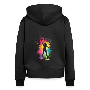 Volleyball Mädchen Volleyballerin Frauen - Frauen Premium Bio Zip Hoodie - Schwarz - Hinten - Julia (174cm)