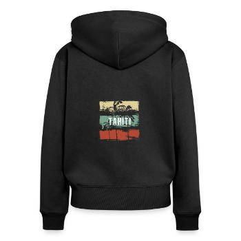 Tahiti Polynésie française Vacances artistiques - Sweat à capuche zippé Premium bio Femme - noir - Dos - Julia (174cm)