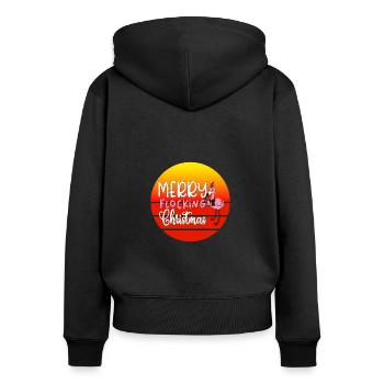 Merry Flocking Christmas, Funny Christmas in July - Women's Premium Organic Zip Hoodie - black - Back - Julia (174cm)