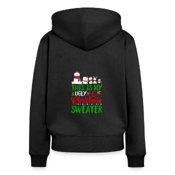 This Is My Ugly Christmas Design with Animal Motifs - Women's Premium Organic Zip Hoodie - black - Back - Julia (174cm)