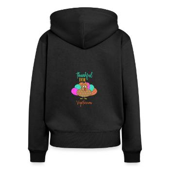 Dankbar Für Vegetarier, Vegan Live Lebensstil - Frauen Premium Bio Zip Hoodie - Schwarz - Hinten - Julia (174cm)