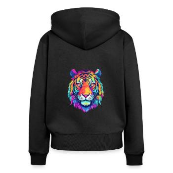 Vibrant Tiger Head - Women's Premium Organic Zip Hoodie - black - Back - Julia (174cm)