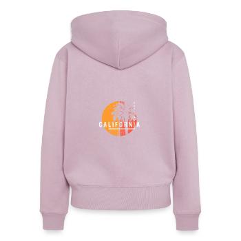 Oakland California Cool Palm Tree Native - Sweat à capuche zippé Premium bio Femme - rose poudré - Dos - Julia (174cm)