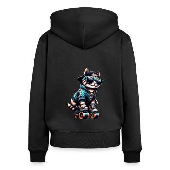 Cat skating - Women's Premium Organic Zip Hoodie - black - Back - Julia (174cm)