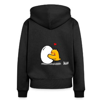 Geschwister Ei - Frauen Premium Bio Zip Hoodie - Schwarz - Hinten - Julia (174cm)