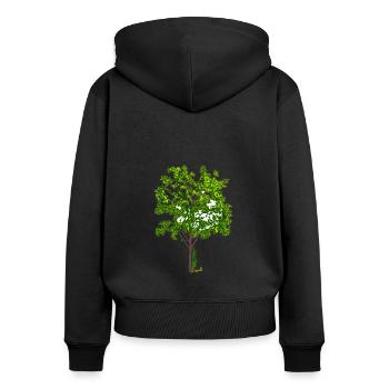Baum - Frauen Premium Bio Zip Hoodie - Schwarz - Hinten - Julia (174cm)