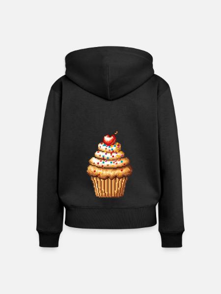 Muffin Pixel Symbol - Frauen Premium Bio Zip Hoodie - Schwarz