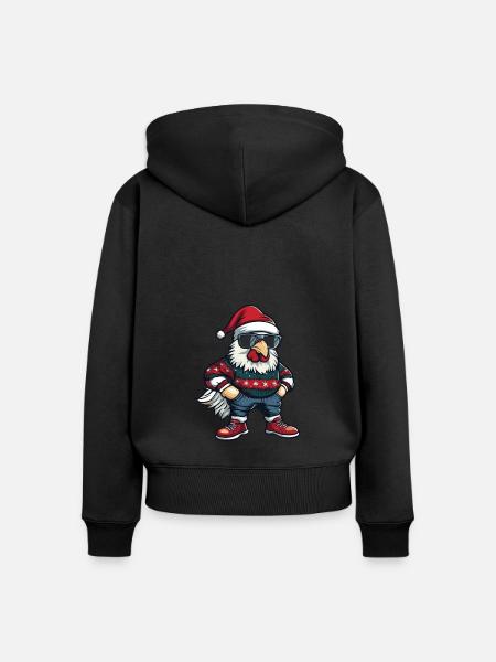 Hahn Weihnachten X-Mas - Frauen Premium Bio Zip Hoodie - Schwarz