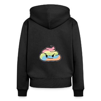 Regenbogen Haufen - Poo grummelige Kacke - Frauen Premium Bio Zip Hoodie - Schwarz - Hinten - Julia (174cm)