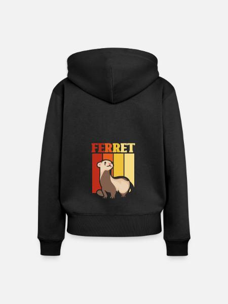 Frettchen Niedliches Tier Frettchen-Liebhaber - Frauen Premium Bio Zip Hoodie - Schwarz