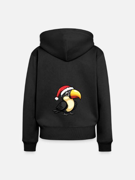 Tukan Vogel Weihnachten Niedlich - Frauen Premium Bio Zip Hoodie - Schwarz