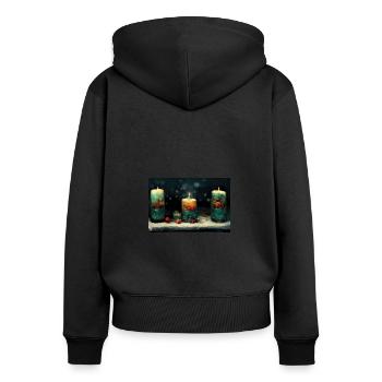 Noël 20 - Sweat à capuche zippé Premium bio Femme - noir - Dos - Julia (174cm)